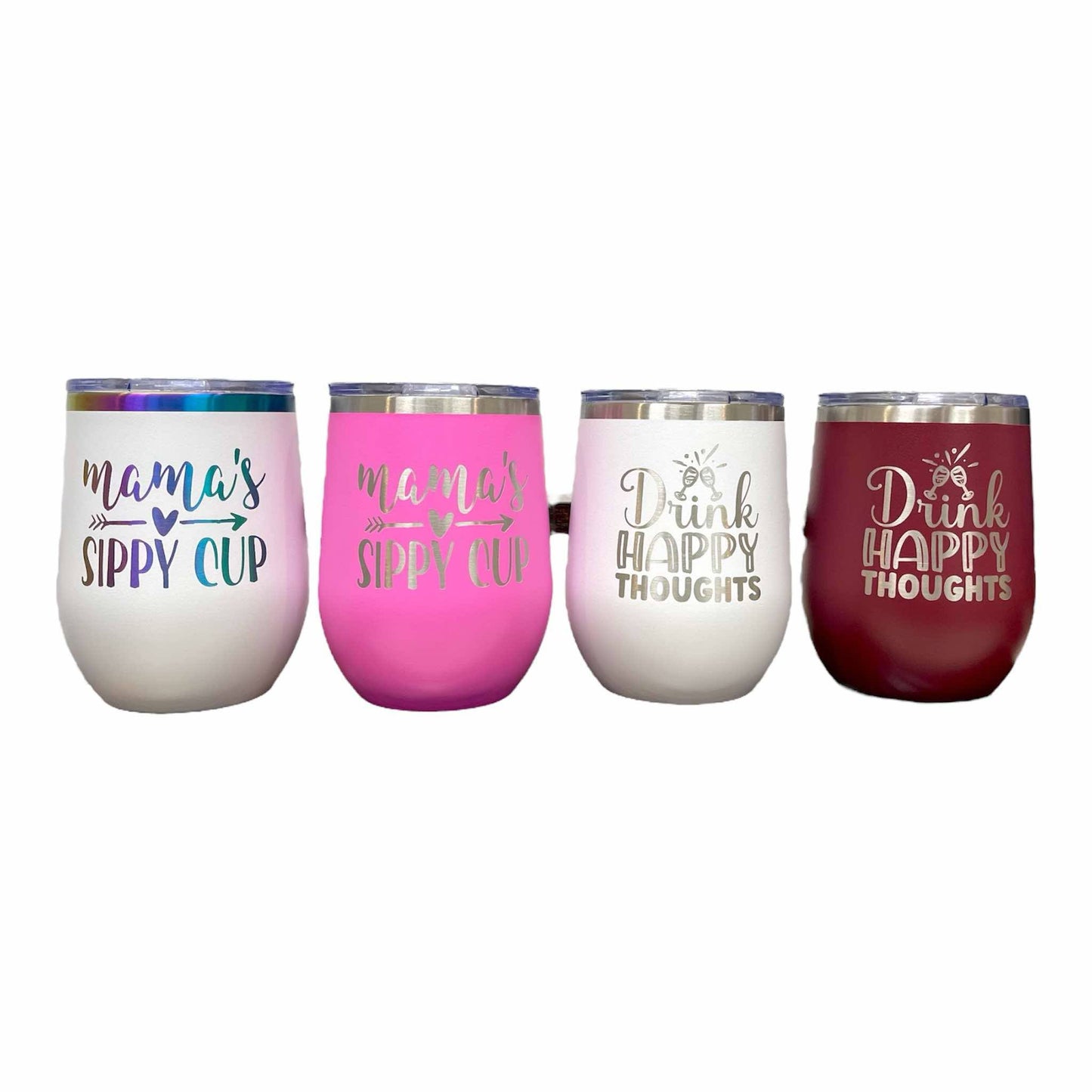 12oz Personalized Laser Engraved  Stainless Steel WineTumbler, Custom Wine Beverage Cup