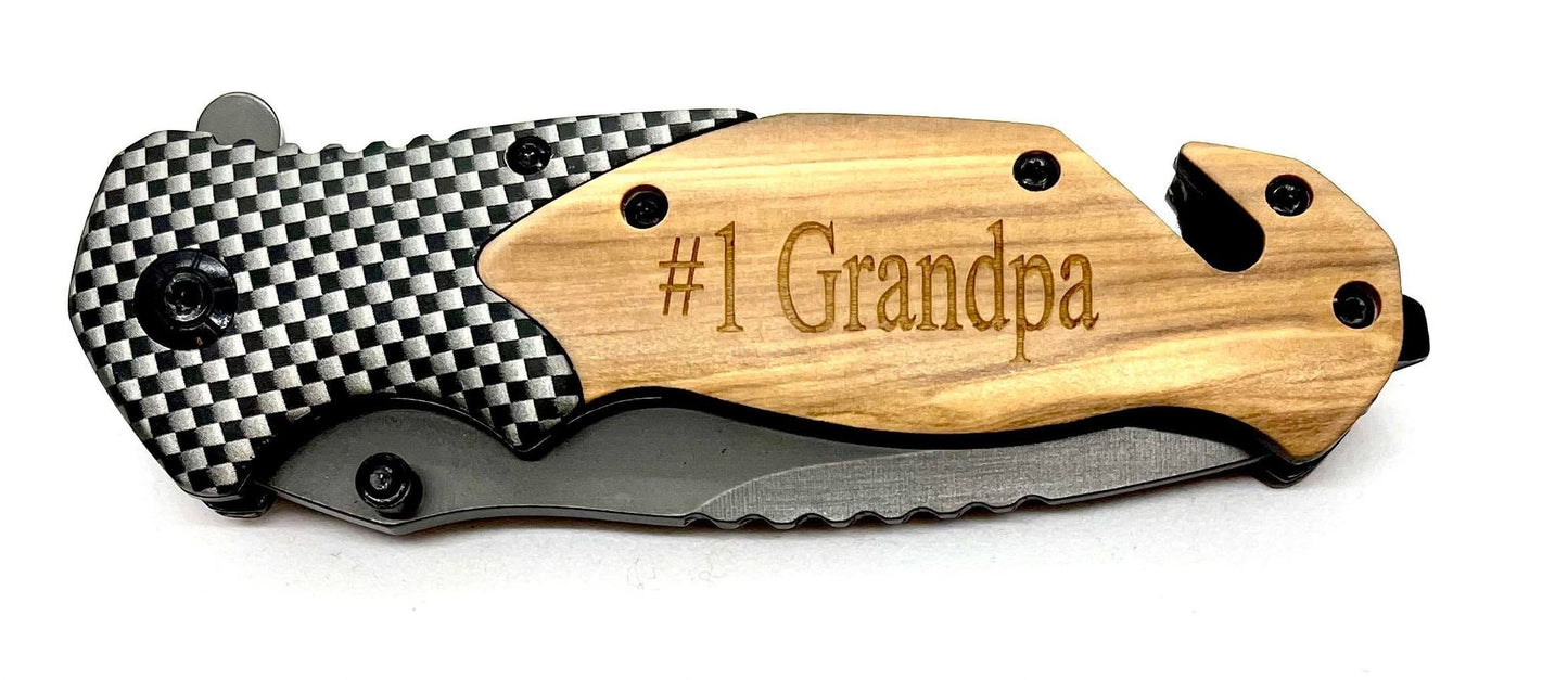 Engravable Olive Wood Folding Knives