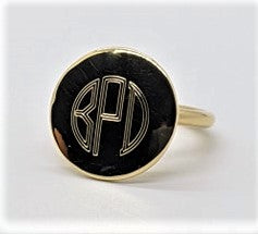 Monogram Round Disc Ring  (see description for engraving)