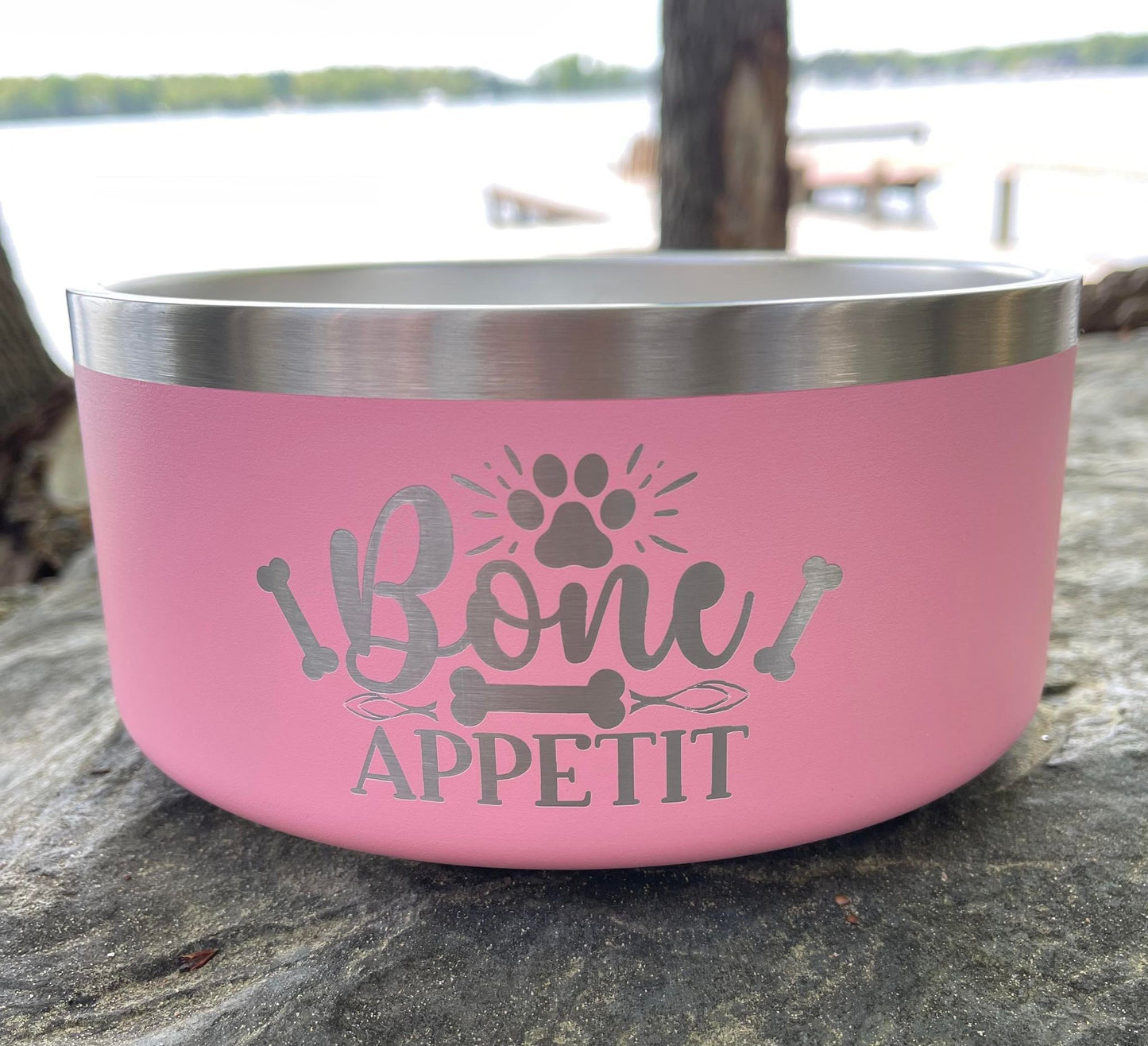 Engraved Dog Bowl, Powder Coated Stainless Steel Large Engraved Pet Bowls, Monogram Pet Bowl, Dog Bowl