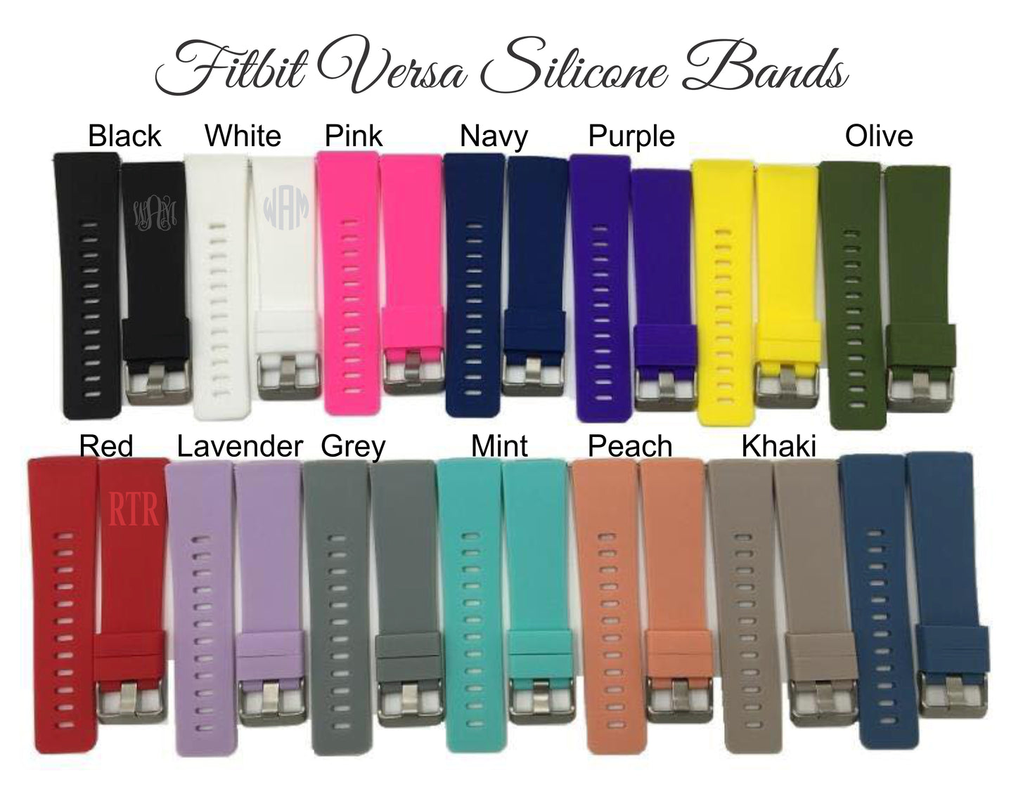 Fitbit Versa, Versa Lite, Versa 2 Silicone Watch Bands (Laser Engraving one side Included)
