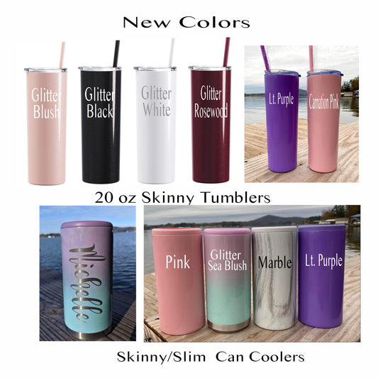 20oz Solid Color Skinny Tumbler with Straw