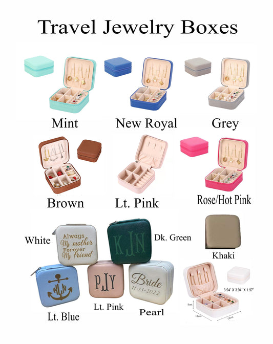 Laser Engraved Travel Jewelry Boxes