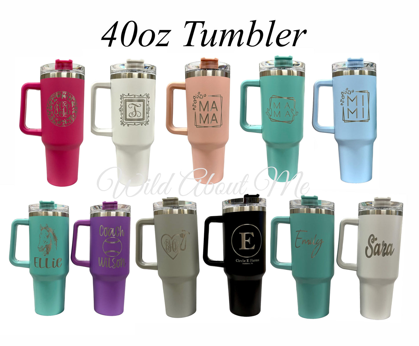 30oz Stainless Steel  Tumbler with Handle, Personalized Large Insulated Tumbler