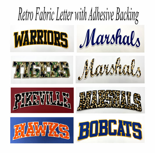 Retro Laser Cut Twill Applique Heat Press Lettering 3.5" x 11"