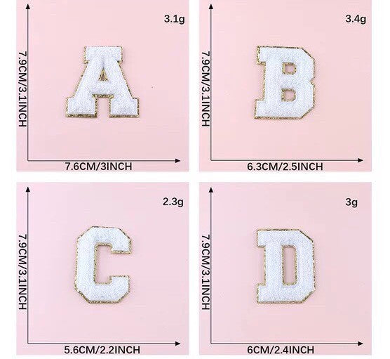 Chenille Letters 3.2  inch  Light Blue, Hot Pink