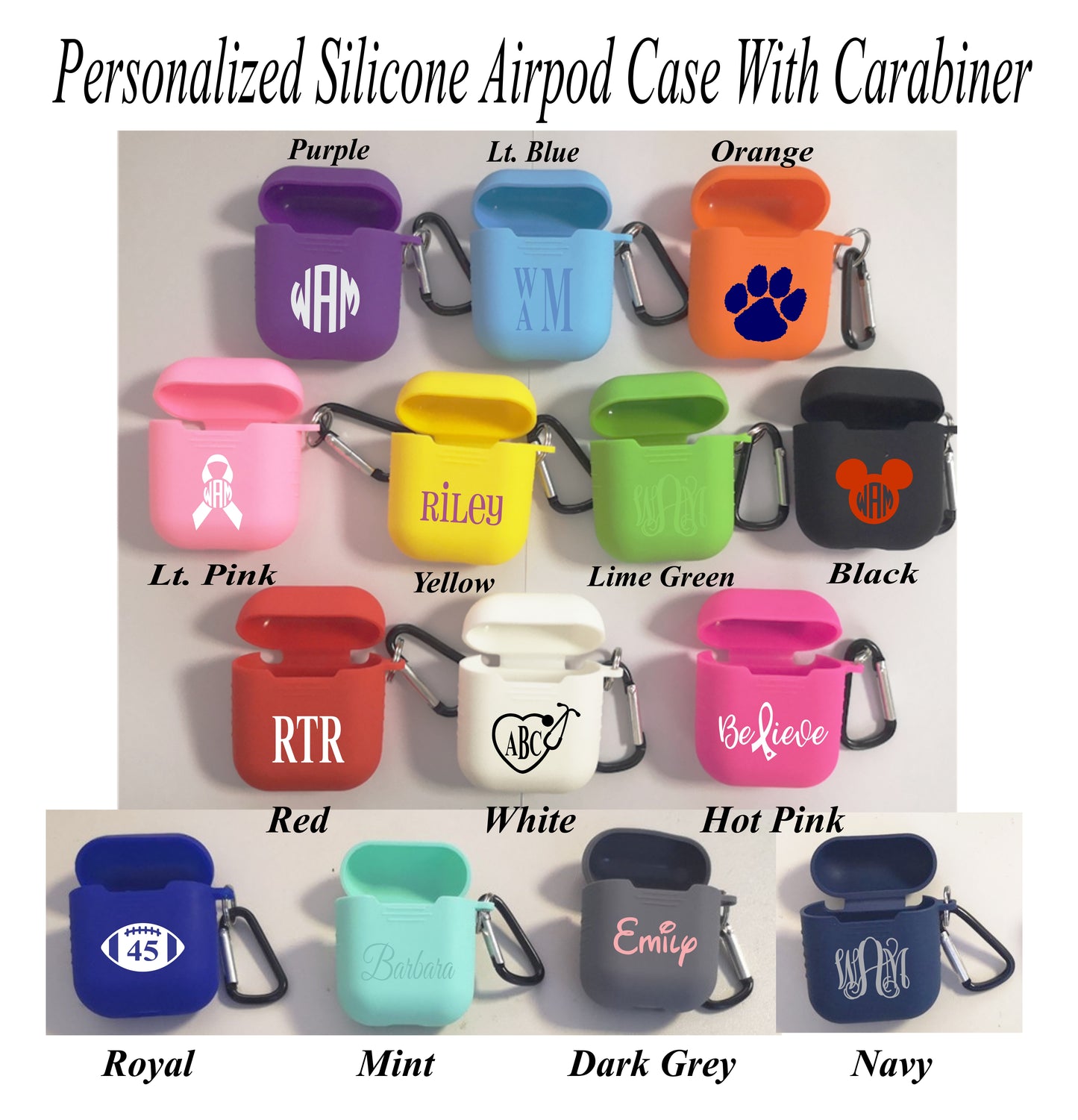 Silicone Apple Airpod Case (See product description to add engraving)