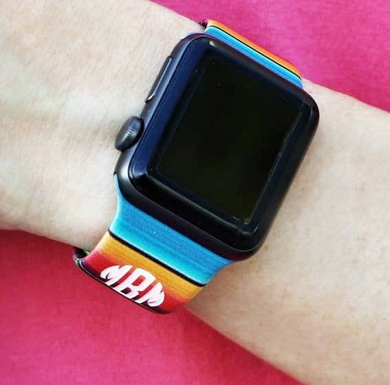 Printed  Monogram Silicone Apple Watch Bands (See product description to add engraving)