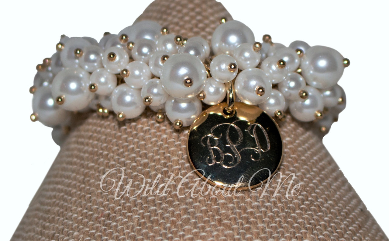 Monogram Gold Chunky Pearl Bracelet
