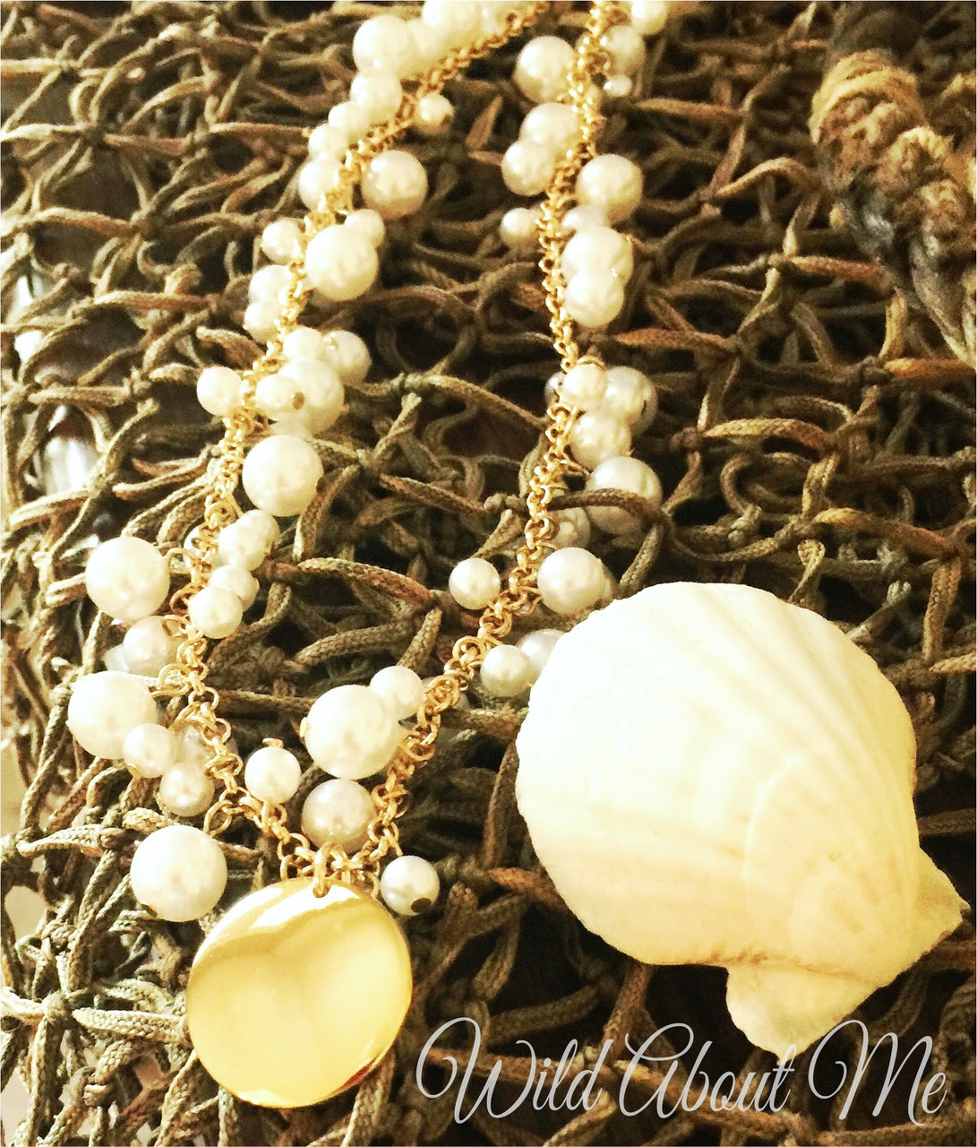Monogram Gold Chunky Pearl  Necklace