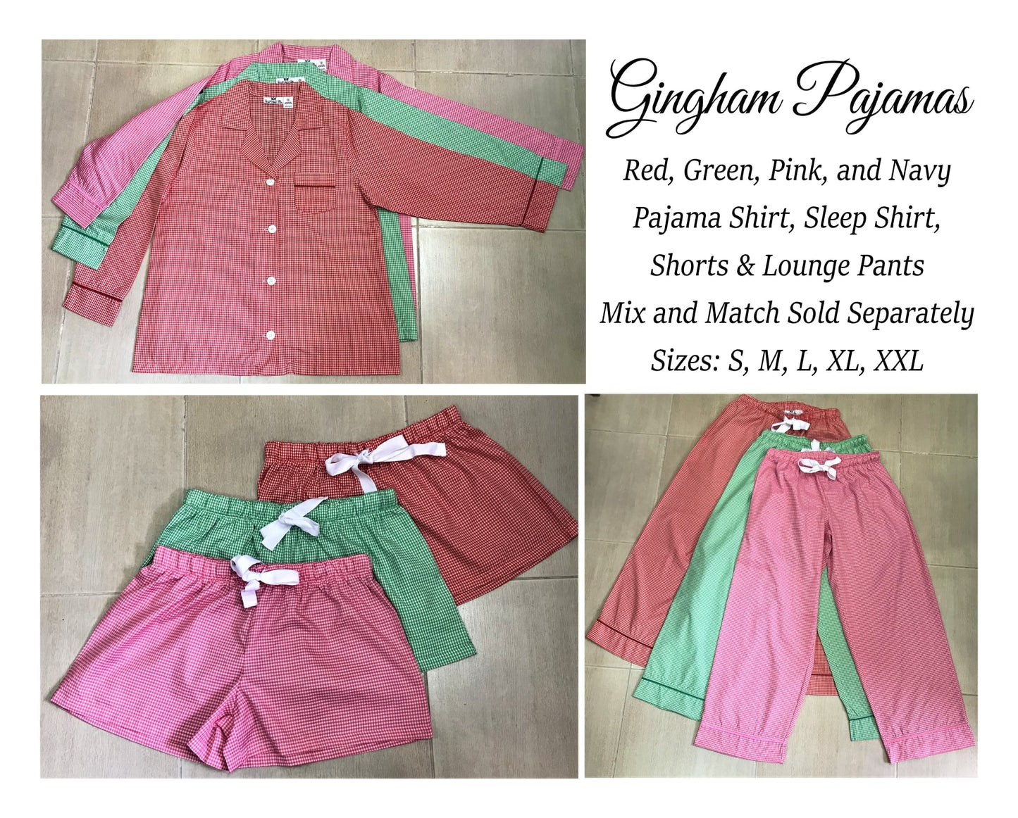 Gingham Pajama Pants Sets