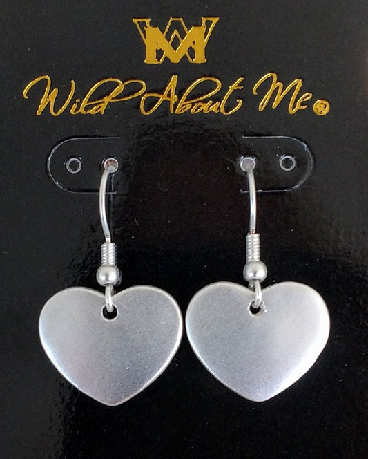 Matte Finish  Silver Heart   Monogram Earrings