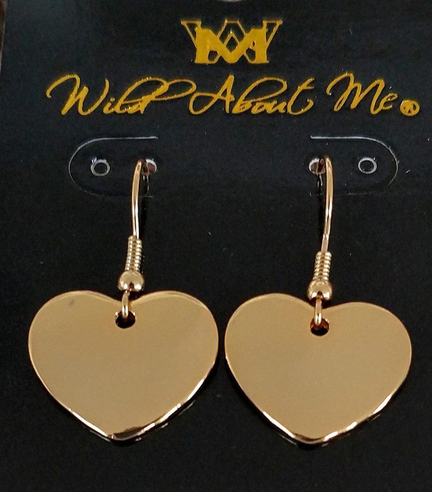 Polished Gold Heart  Monogram Earrings