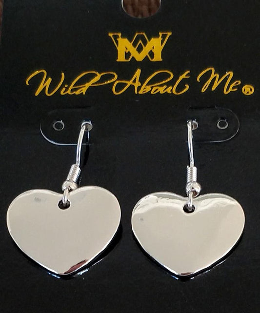 Polished Silver Heart   Monogram Earrings