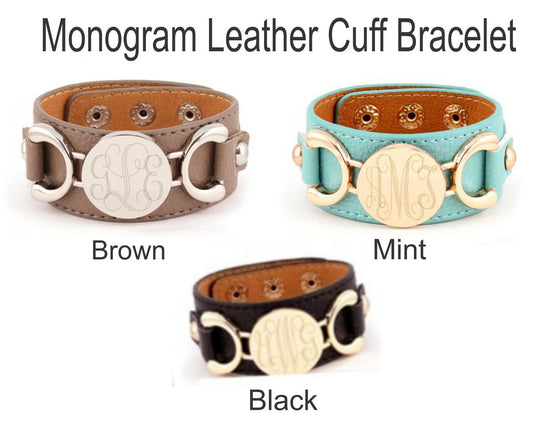 Monogram Leather Cuff Bracelet