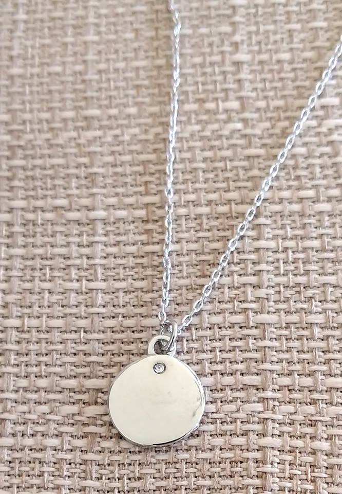 Simple  Gold Necklace with CZ Stone