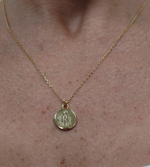 Simple Gold Necklace with CZ Stone