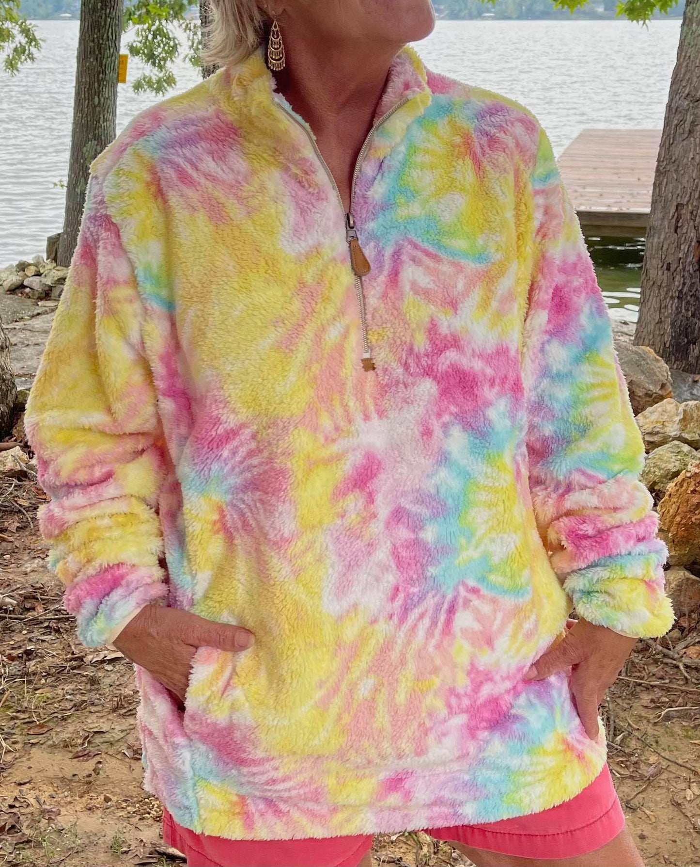 Tie Dyed Pullover Hooded or 1/4 zip Sherpa