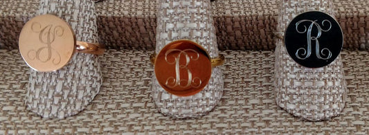 Monogram Round Disc Ring  (see description for engraving)