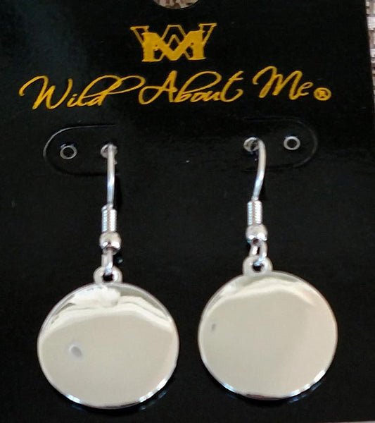 Polished Silver  Monogram Disc  Earrings