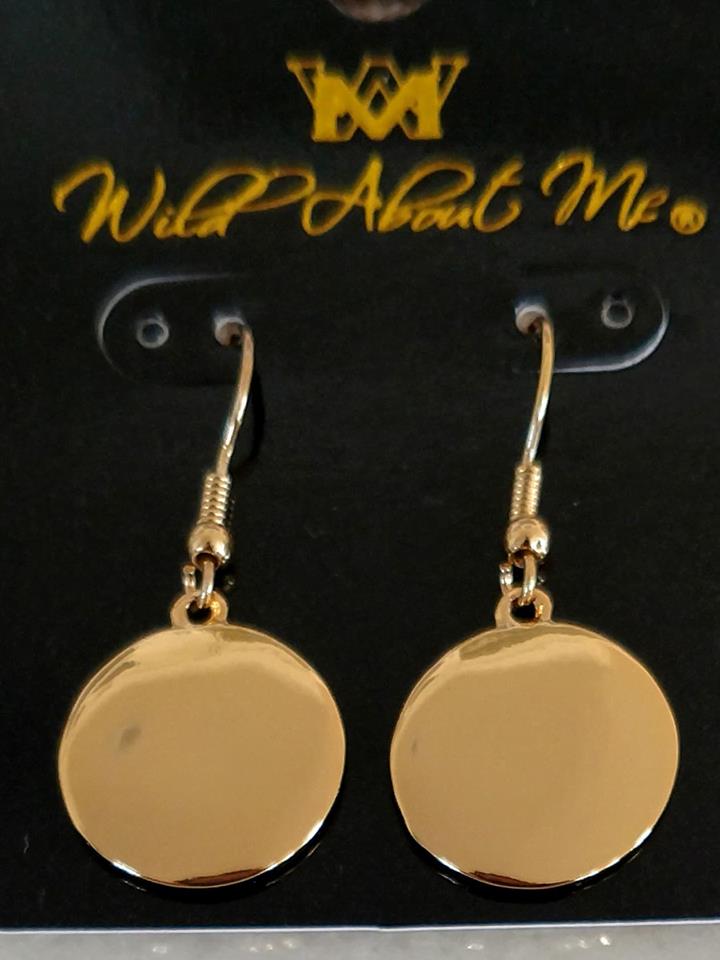 Polished 14 Kt. Gold Plated Monogram Round  Disc  Earrings