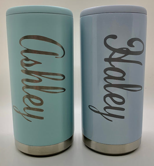 Stainless Steel Laser Engraved , Skinny, Slim  Can Cooler, Ultra, Seltzer Coozie
