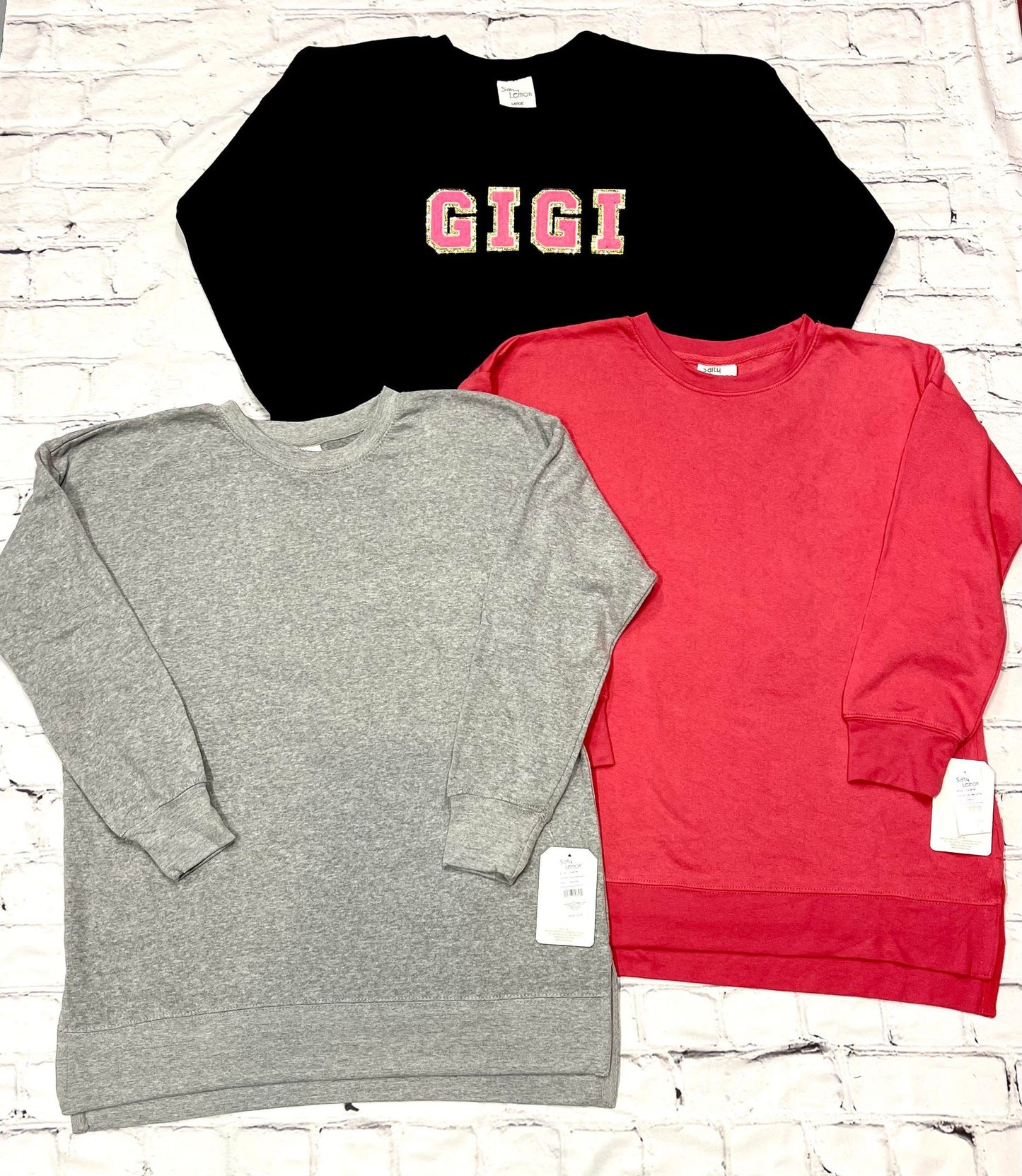 Solid Crew Neck Sweatshirt Pullover with Split Sides